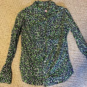 Lilly Pulitzer Green and Blue Button Down Shirt